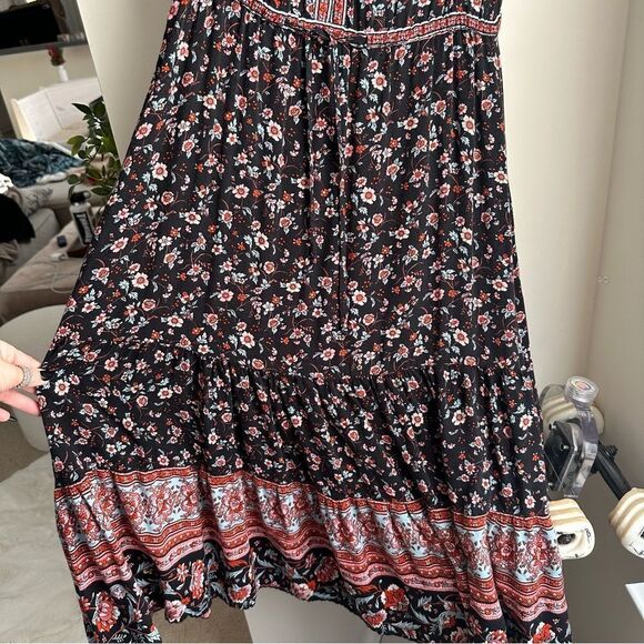 Cottagecore Staring black and pink floral midi dress - Picture 15 of 15